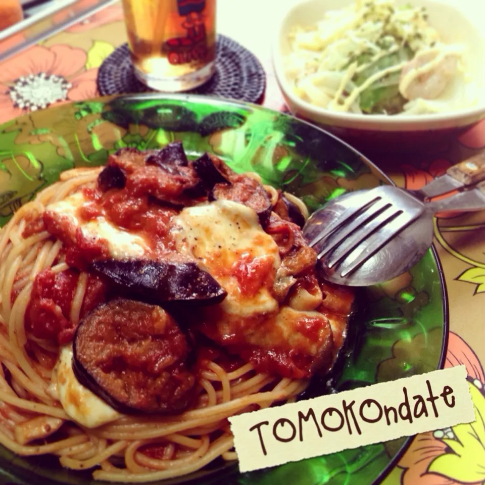 今日のトモコンダテは茄子とモッツァレラのトマトパスタ🍆🍅🐮🍝🍴✨|🇯🇵ともこちゃん。さん