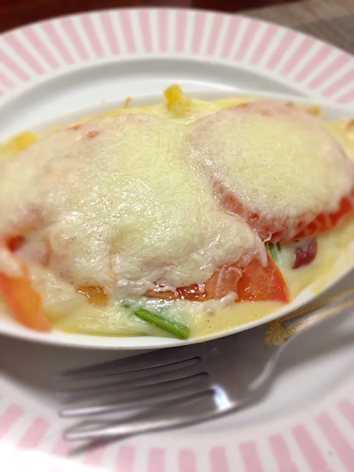 Vegetable and shrimp Gratin.|yukさん