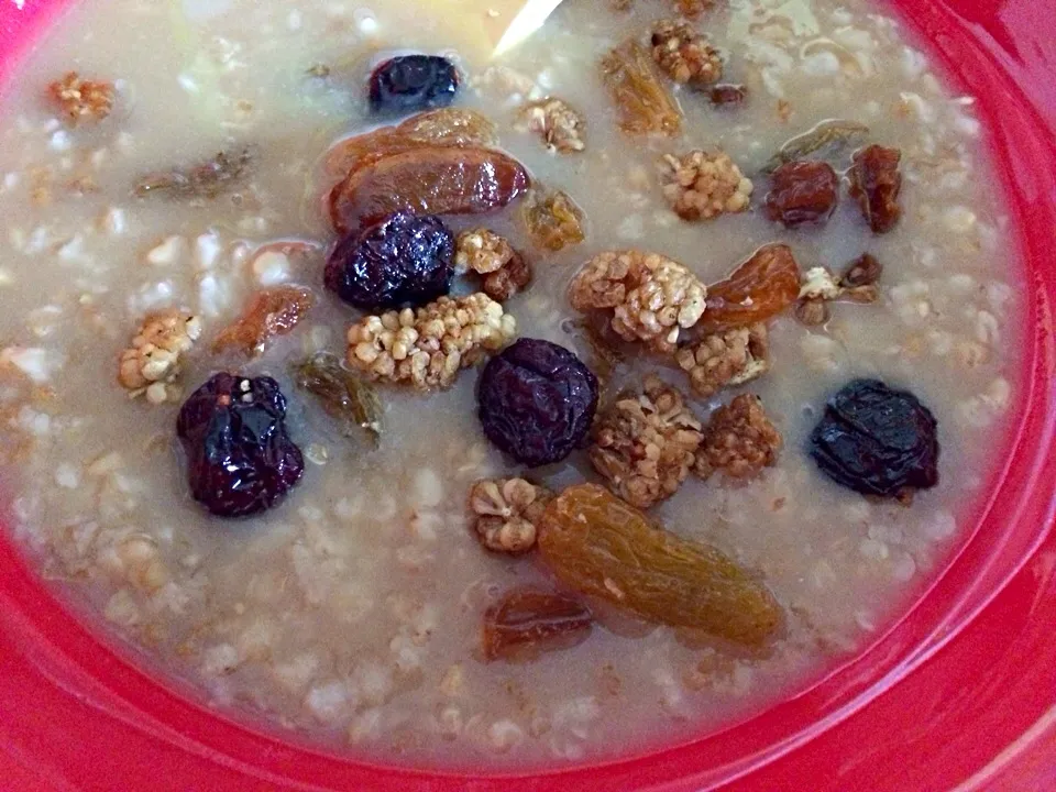 Slow cooked oats with gula Melaka, dried mulberries, cranberries and raisins|Ong Sor Fernさん