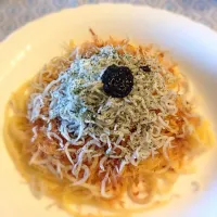 しらすとのりの佃煮のパスタ|こつぶさん