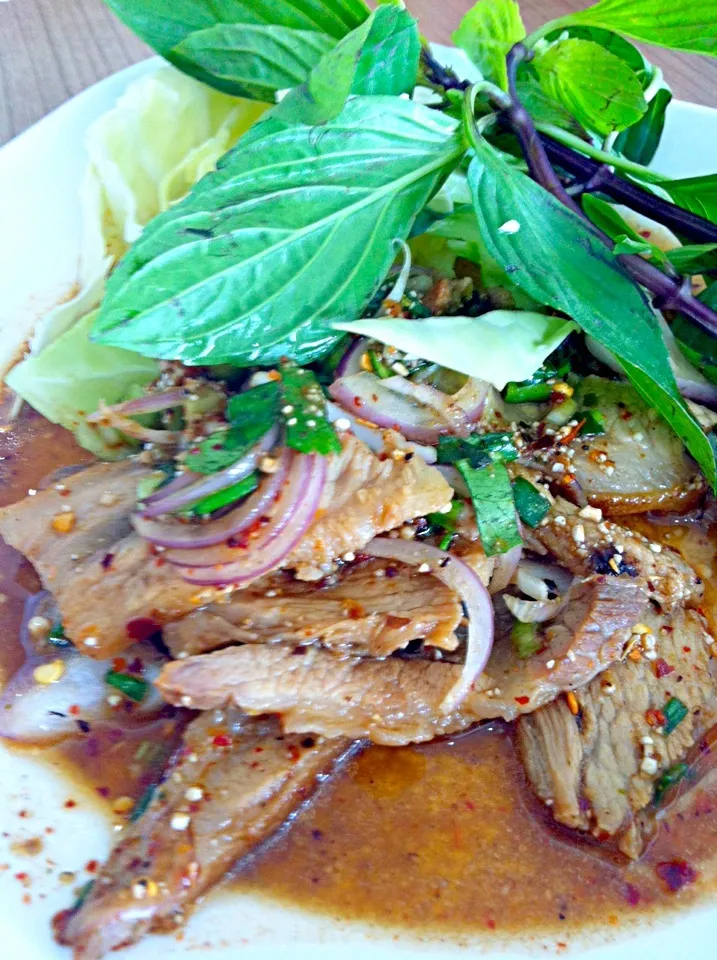 Namtok moo (Thai spicy grilled pork salad)|Jorge Bernal Márquezさん