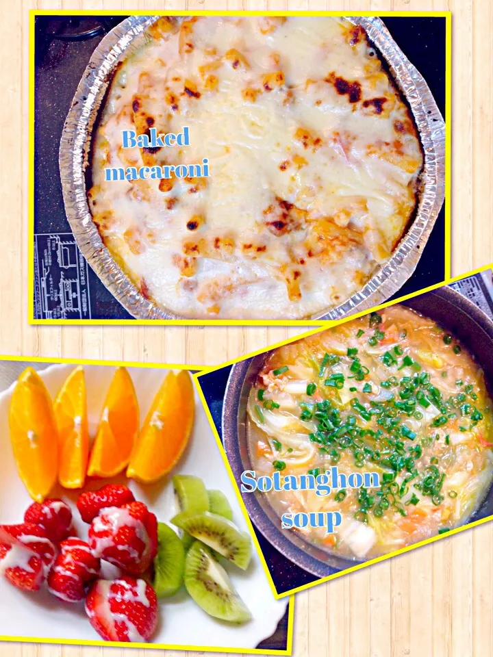 Late dinner(^ ^)Baked macaroni & 春雨 スープ(*^o^*) @ Miki's House|Miki Jorierose Obispoさん