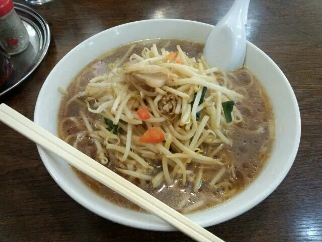 Snapdishの料理写真:もやしラーメン醤油味|のむのむさん