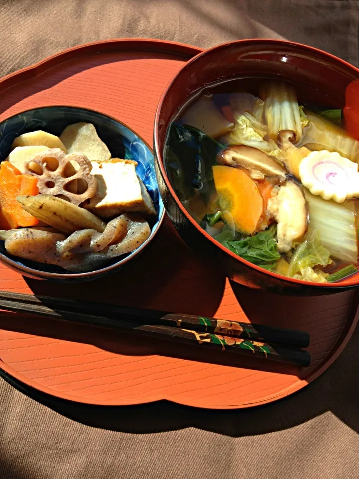 煮しめとお雑煮で朝ごはん|にくのめゆさん