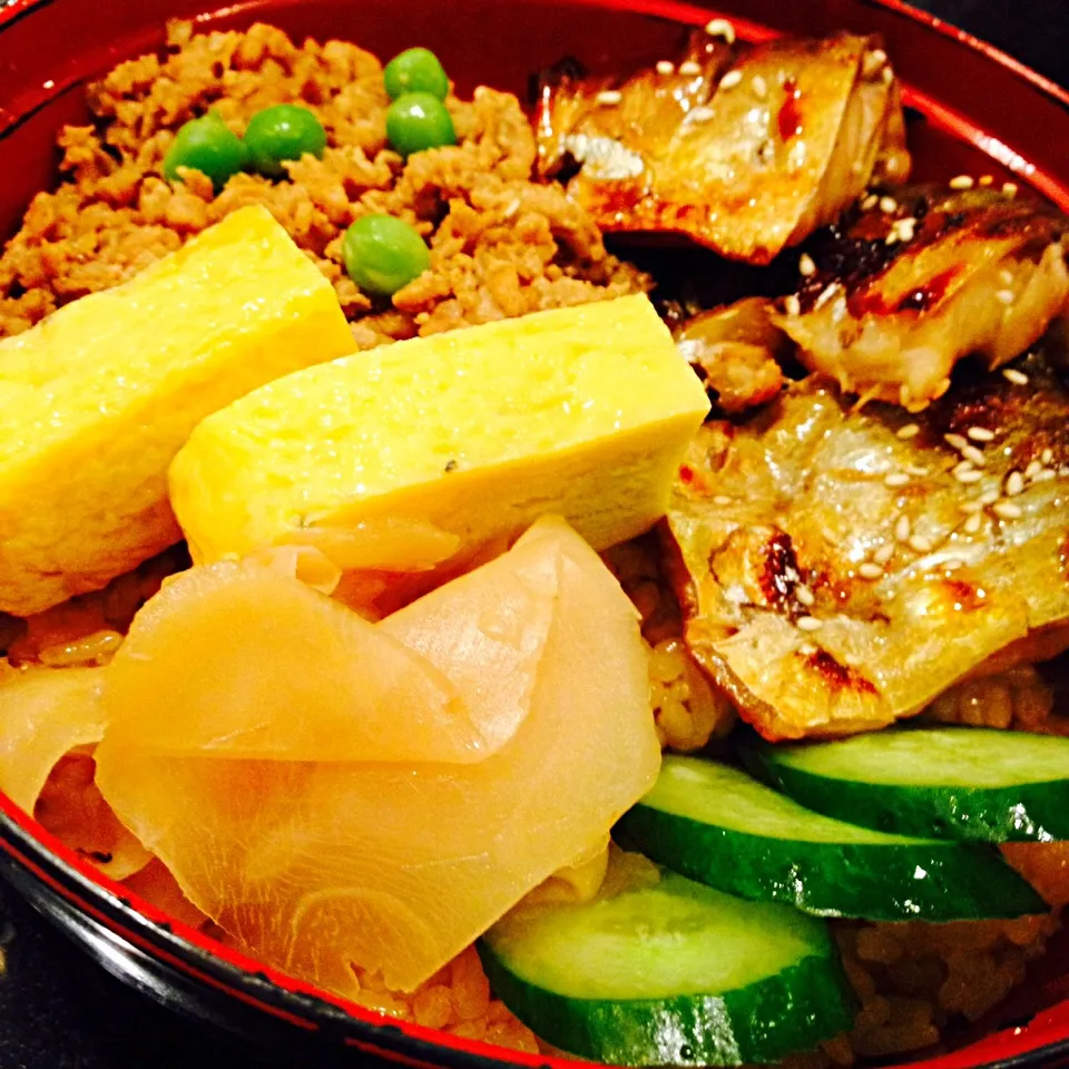 Rice with saba fish and teriyaki|anakin ninphilさん