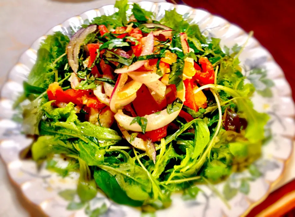 Marinated roasted bell peppers and squid.|Kirk Awiamさん