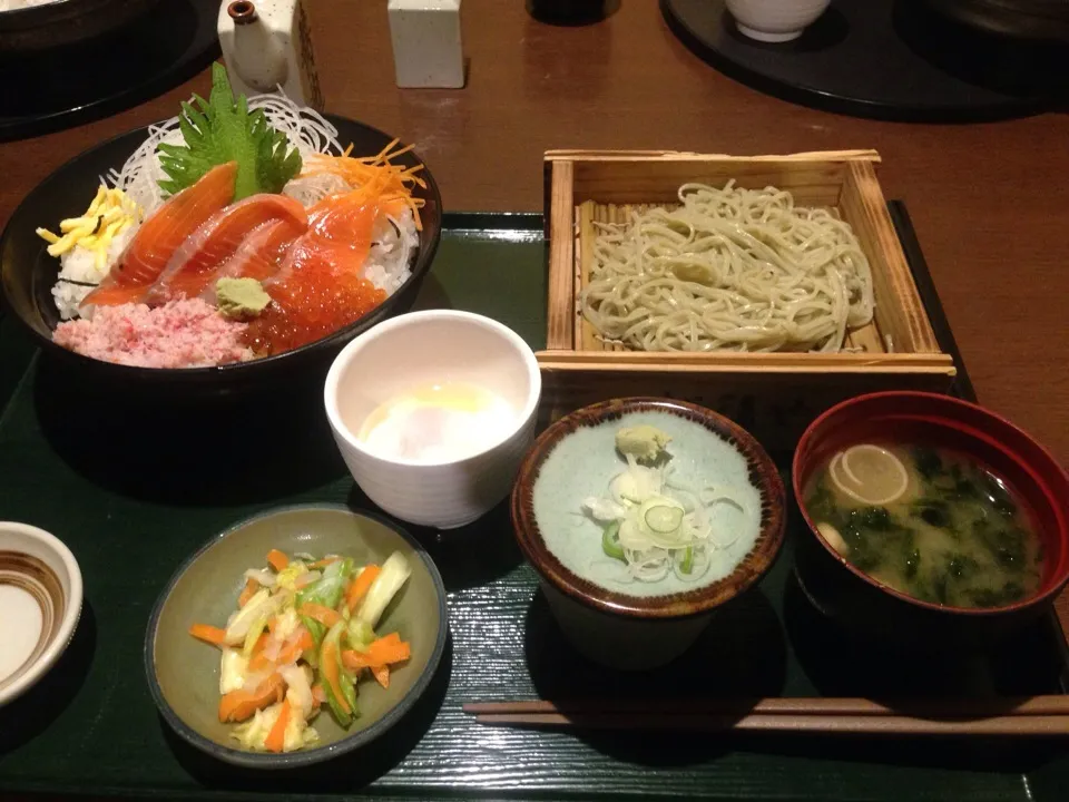 鮭3色丼、ミニへぎそば|to-takeさん