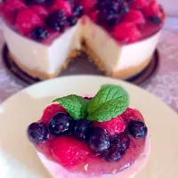 Cheese cake de frutas vermelhas - ベリーミックスのレアチーズケーキ