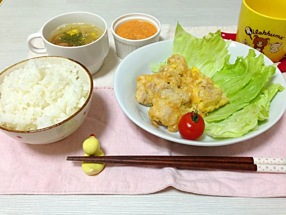 チキンピカタ カニトマトクリームソースを添えて|ちいちゃんさん