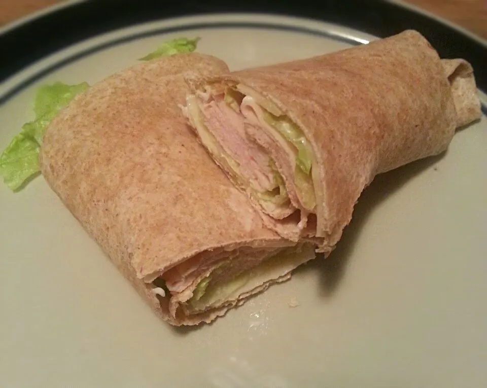 chicken, cheese & lettuce on wheat wrap.|NMorgan:)さん