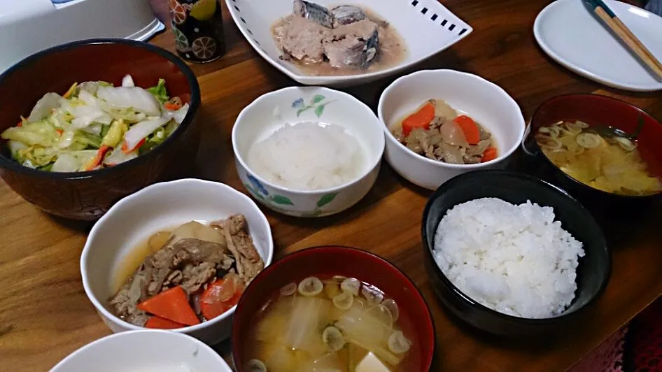 肉じゃが、鯖水煮、お味噌汁、浅漬け|みんさん