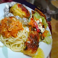 Full Course Spagetti Mascaropone with Dory Mozzarella and Baked Feta Cheese Potato|Yenny Liesさん