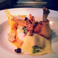 chicken, pumpkin ravioli & puree, vegetables,  jus|SirCookAlotさん