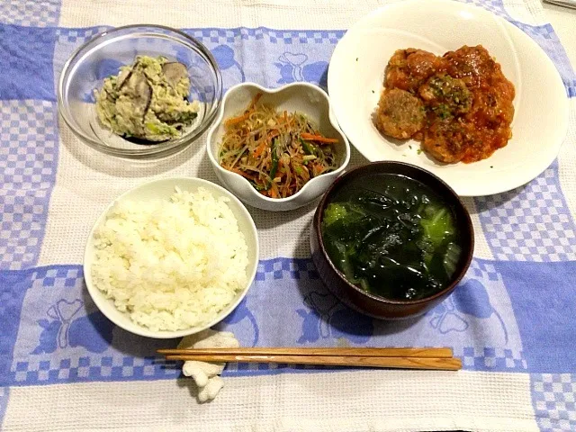 Snapdishの料理写真:椎茸の肉団子ご飯☆vegan|みよこさん