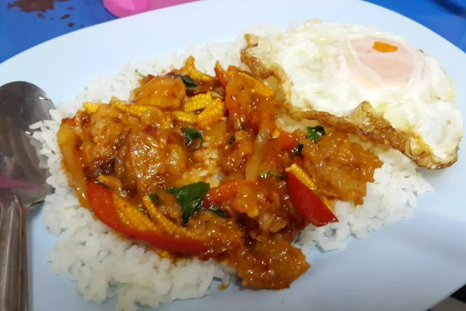 ข้าวพริกเผาปลานิ่มราดข้าว+ไข่ดาว #Thaifood #yummy|Ck Chamaiさん