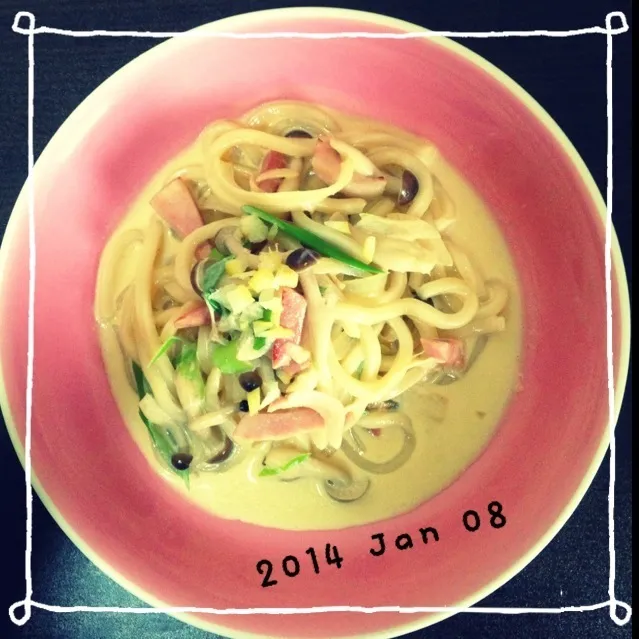 カルボ風うどん|ちはるんばさん