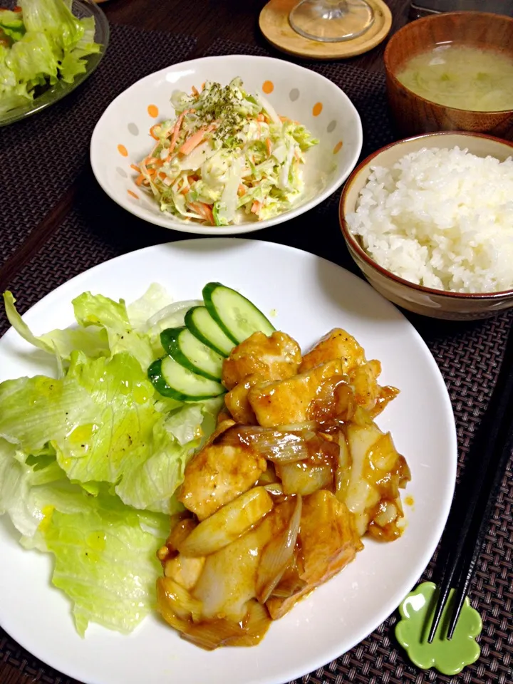 鶏とお餅のカレー照り焼きの晩ご飯|mikaさん