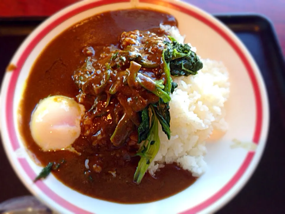 Snapdishの料理写真:ほうれん草カレー温玉付き|あつしさん