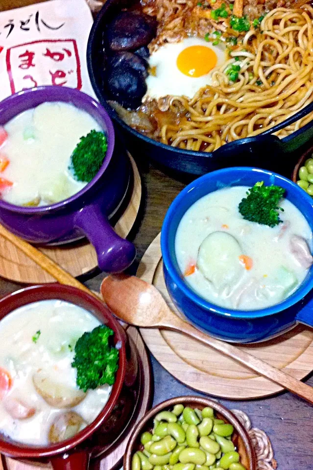 味噌煮込みうどん〜と、シチュー飯❄️|いよこ🍻さん