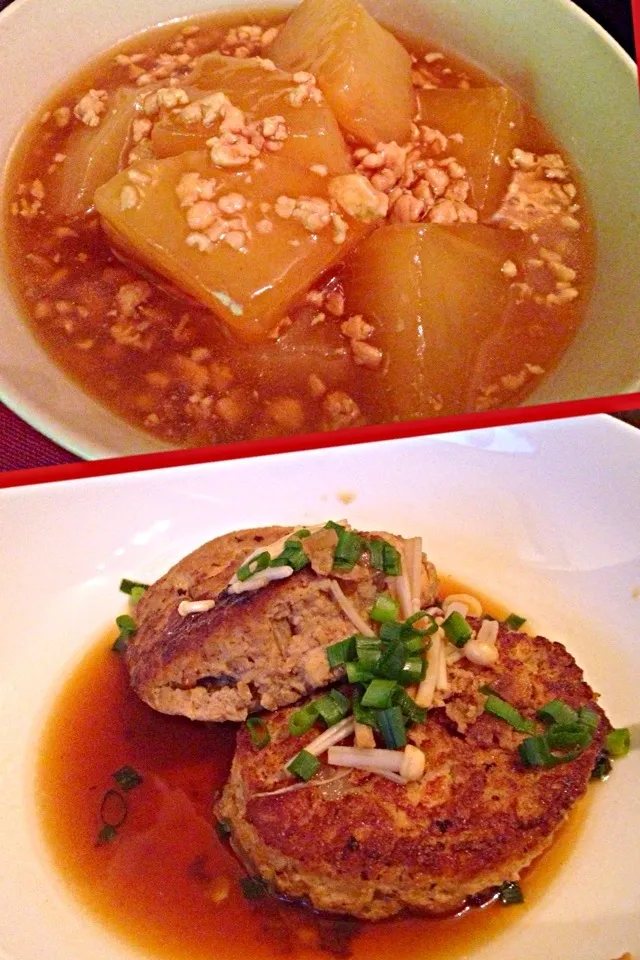 ヘルシー晩ご飯♡豆腐ハンバーグと大根のとろーりあんかけ|あゆみさん