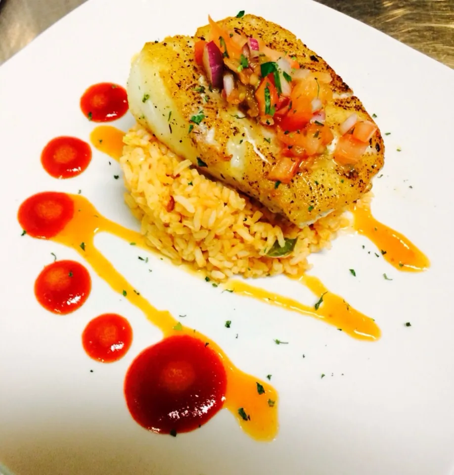 Seabass with pinneapple mango reduction|Kirby Gholsonさん