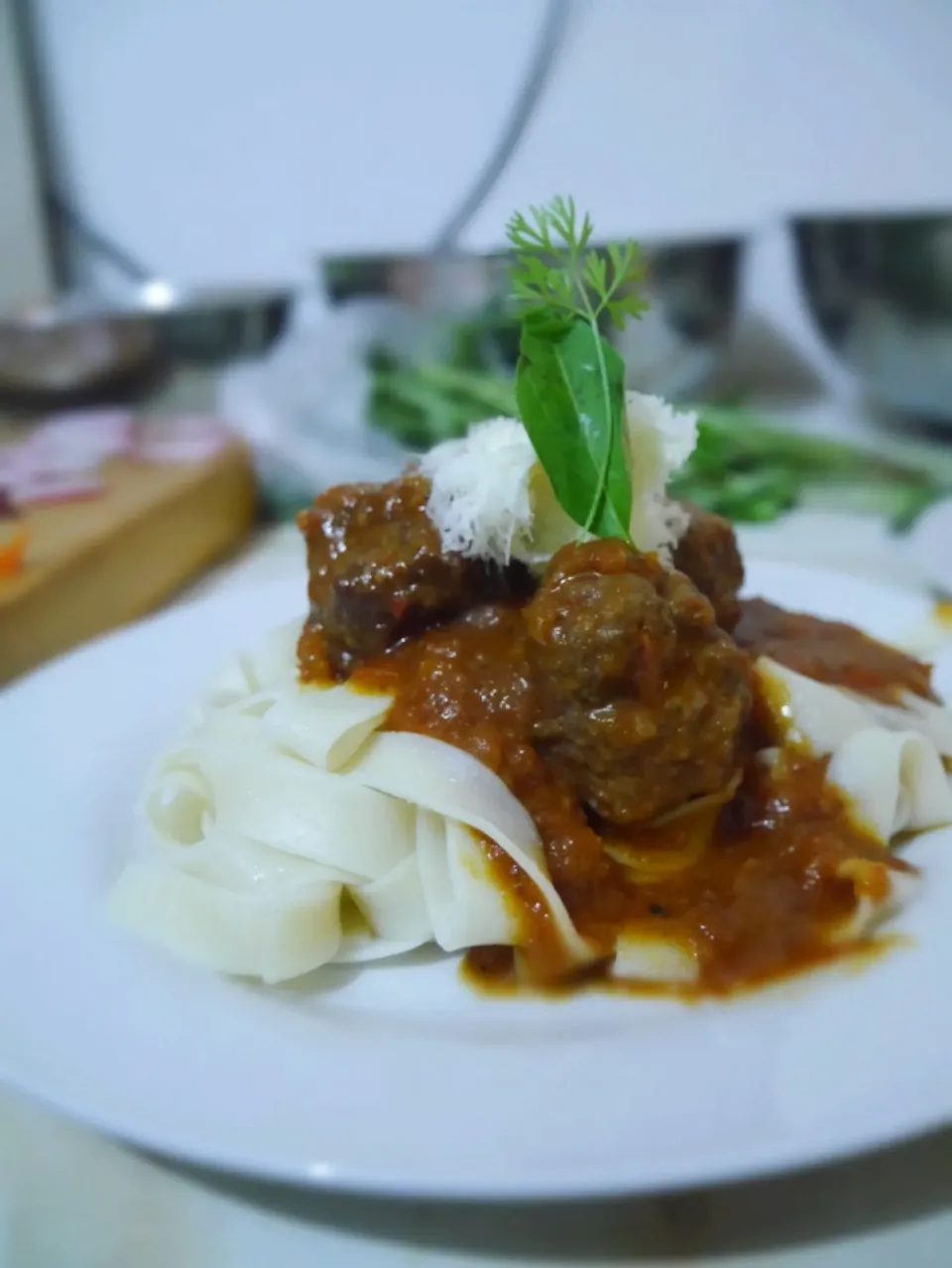 Handmade tagliatelles with meat balls|Daniel Olléさん