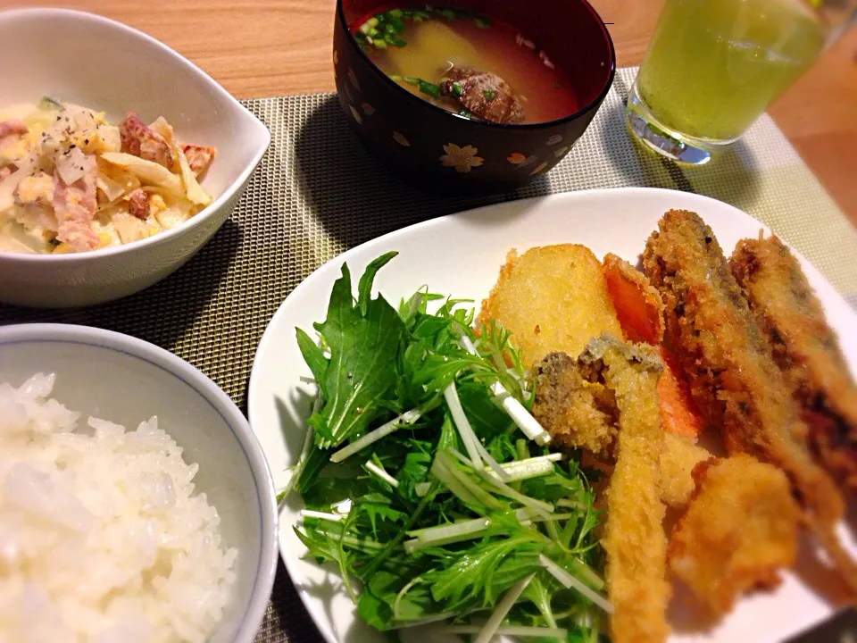 いわしの梅肉サンドフライ定食|たかさん