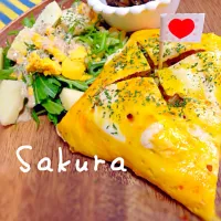 Snapdishの料理写真:おかなさんの料理 炊飯器でカレーピラフ♡で、ズボラプレート( •ॢ◡-ॢ)-♡