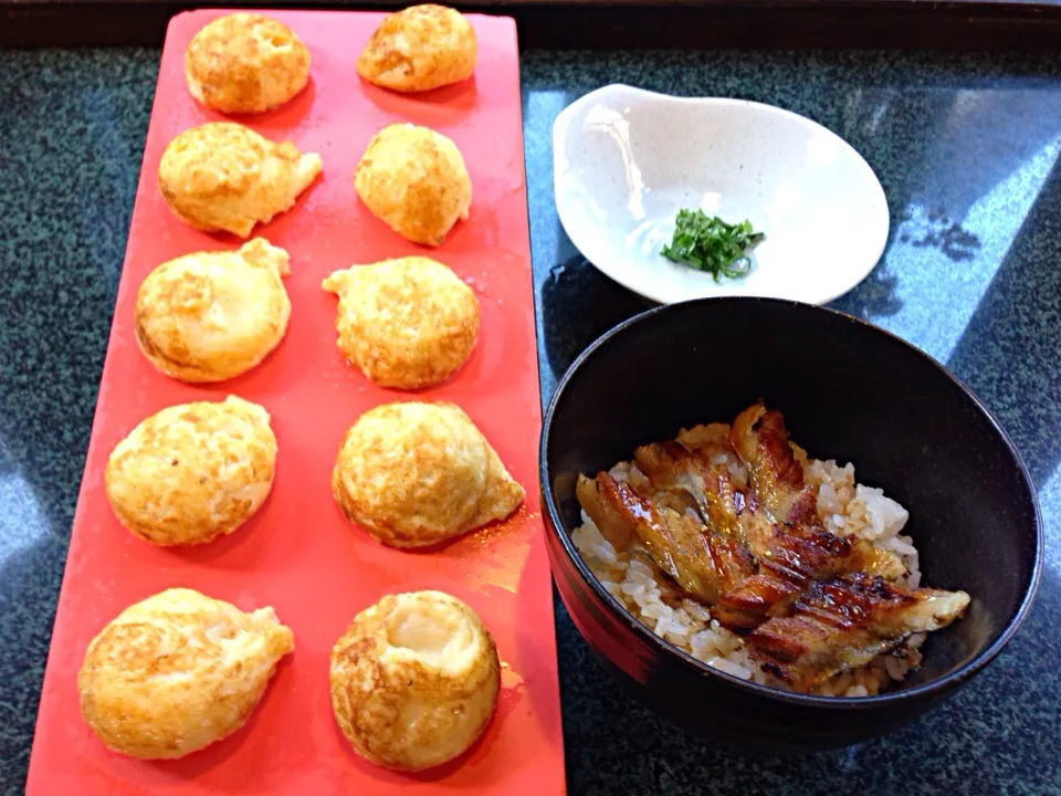 Snapdishの料理写真:明石焼とミニ穴子丼|Shigeruさん