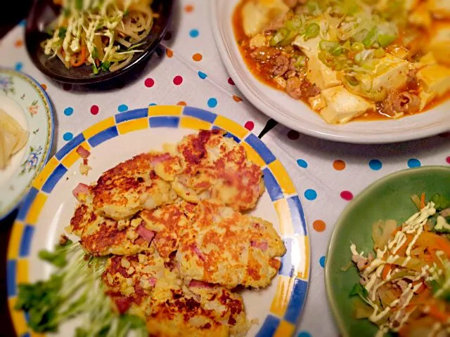 ☆麻婆豆腐
☆マッシュポテト焼き
☆豚肉と大根人参サラダ
☆白菜の漬け物|りえぞ～さん