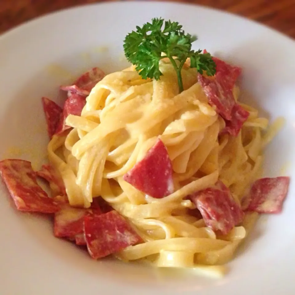 Beef fettucini carbonara|lianaさん