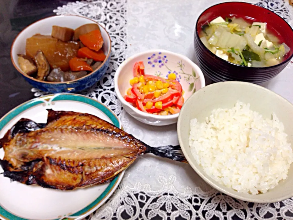 アジの開きの晩ご飯|やすさん