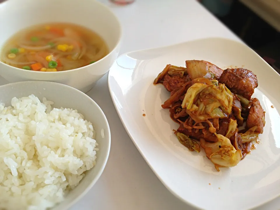 胸肉とキャベツの甘辛炒め|ささささん