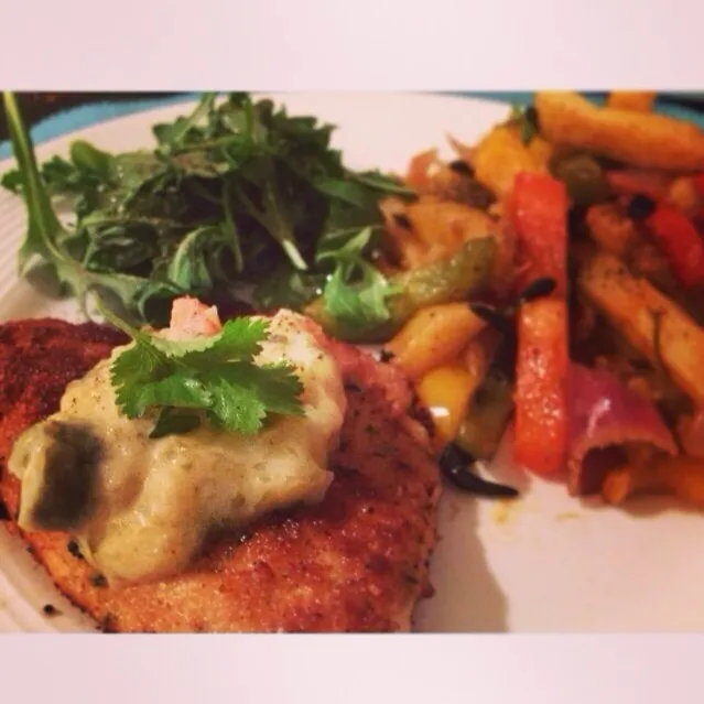 Fish in a mango habanero sauce and rebel fries with peppers|geraldineさん