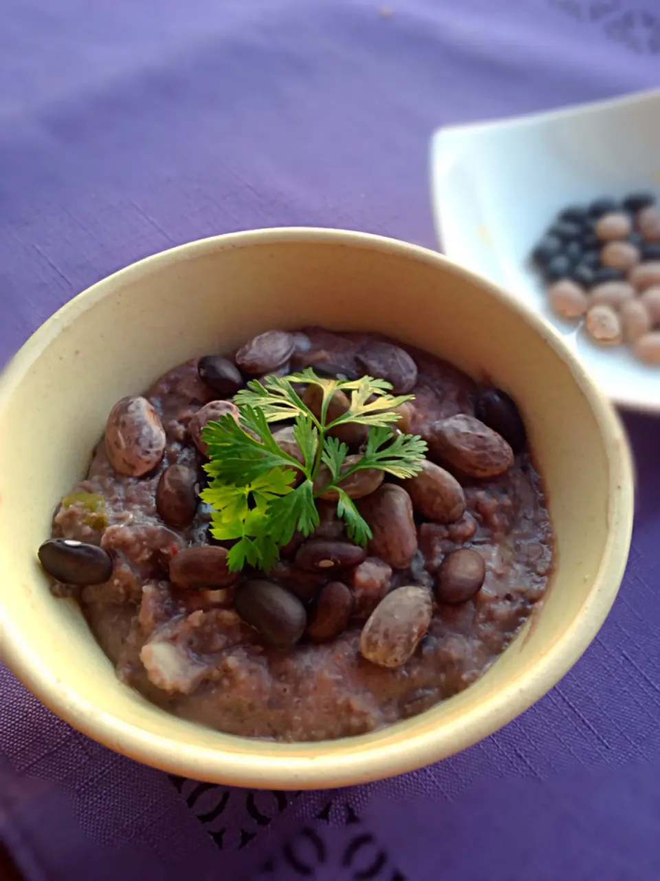 Beans Dip  using Feijao Preto and Pinto beans.  黒インゲン豆とうずら豆料理|Yuriさん