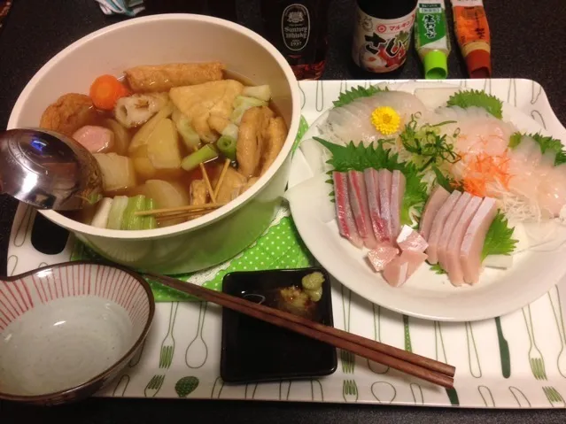 おでん、バトウと鰤のお刺身！꒰ •ॢ  ̫ -ॢ๑꒱✩✨|サソリさん