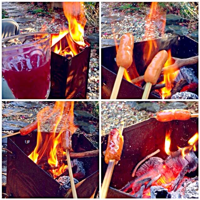 Snapdishの料理写真:Sausage in the bonfire🔥焚き火でｿｰｾｰｼﾞ|🌈Ami🍻さん