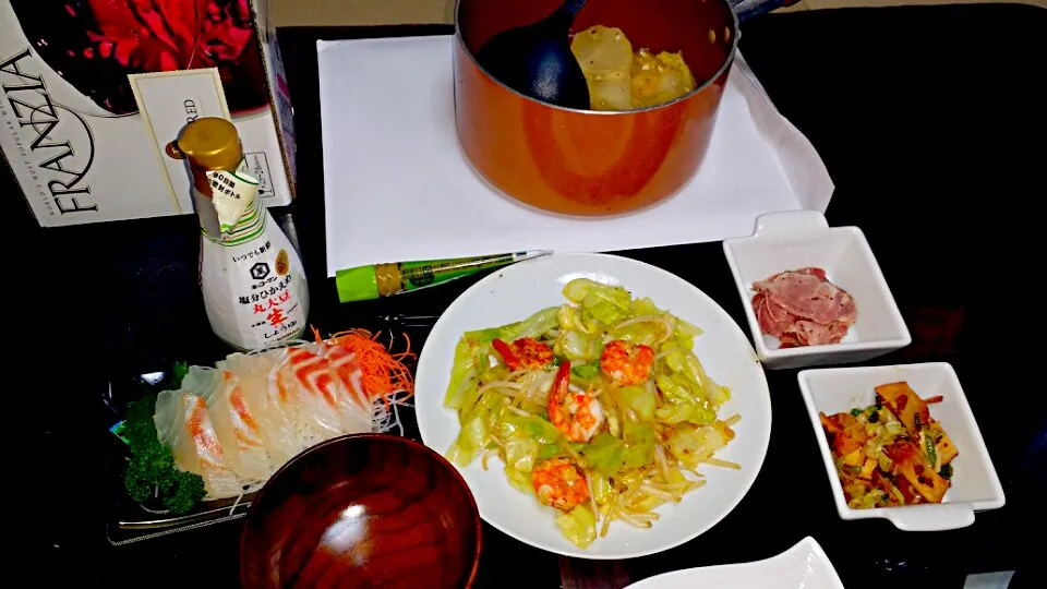 夕飯♥海老炒め♥ねぎチャーシュー♥タンなどなど|みーさん