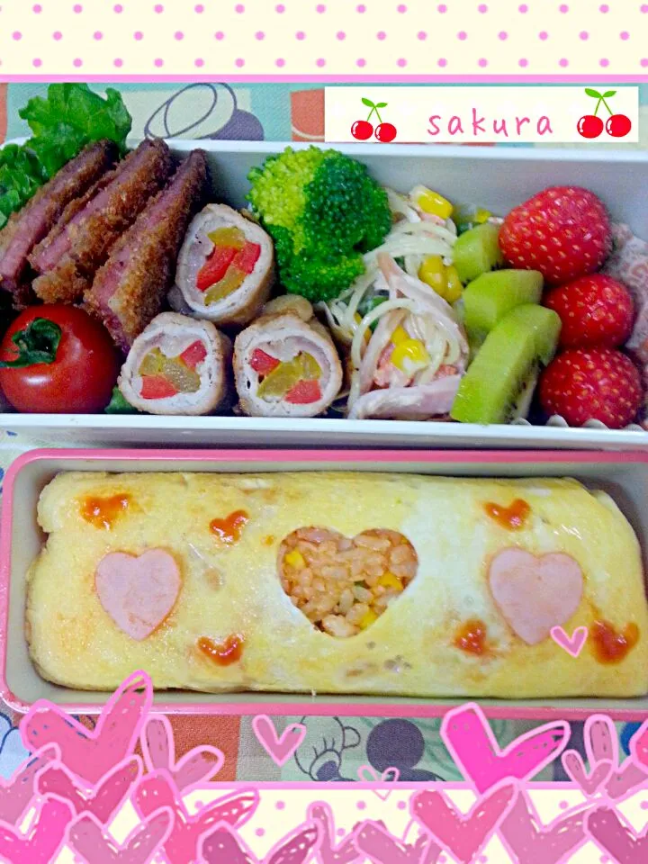 ♥ハート♡のオムライス弁当♥|桜里さん