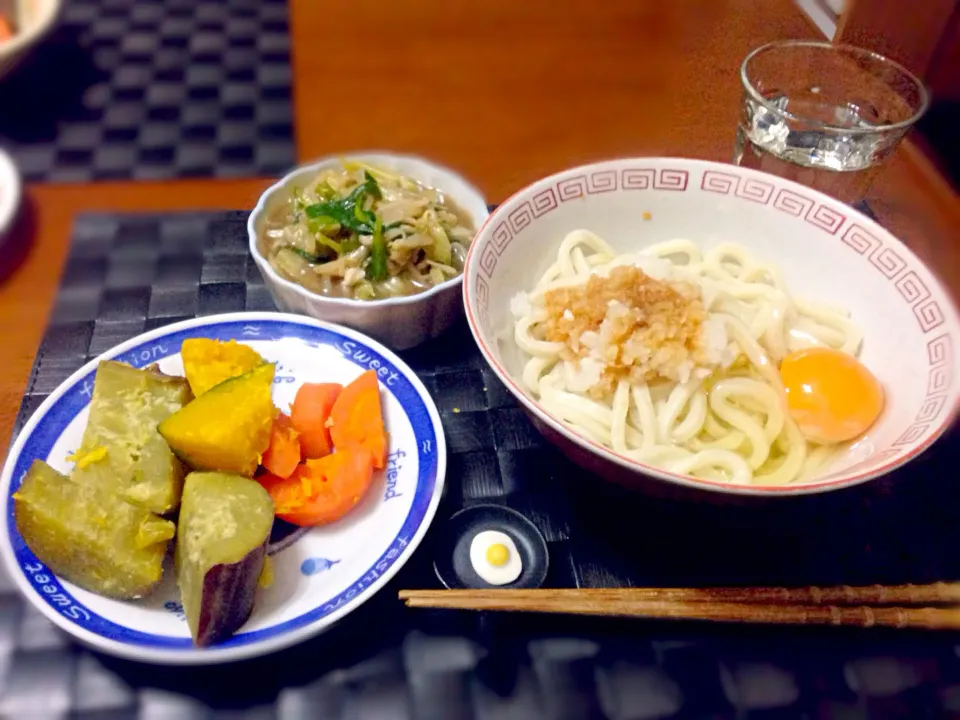 🍜ぶっかけ讃岐うどん＆スチームベジタブル🎃🍠|マニラ男さん