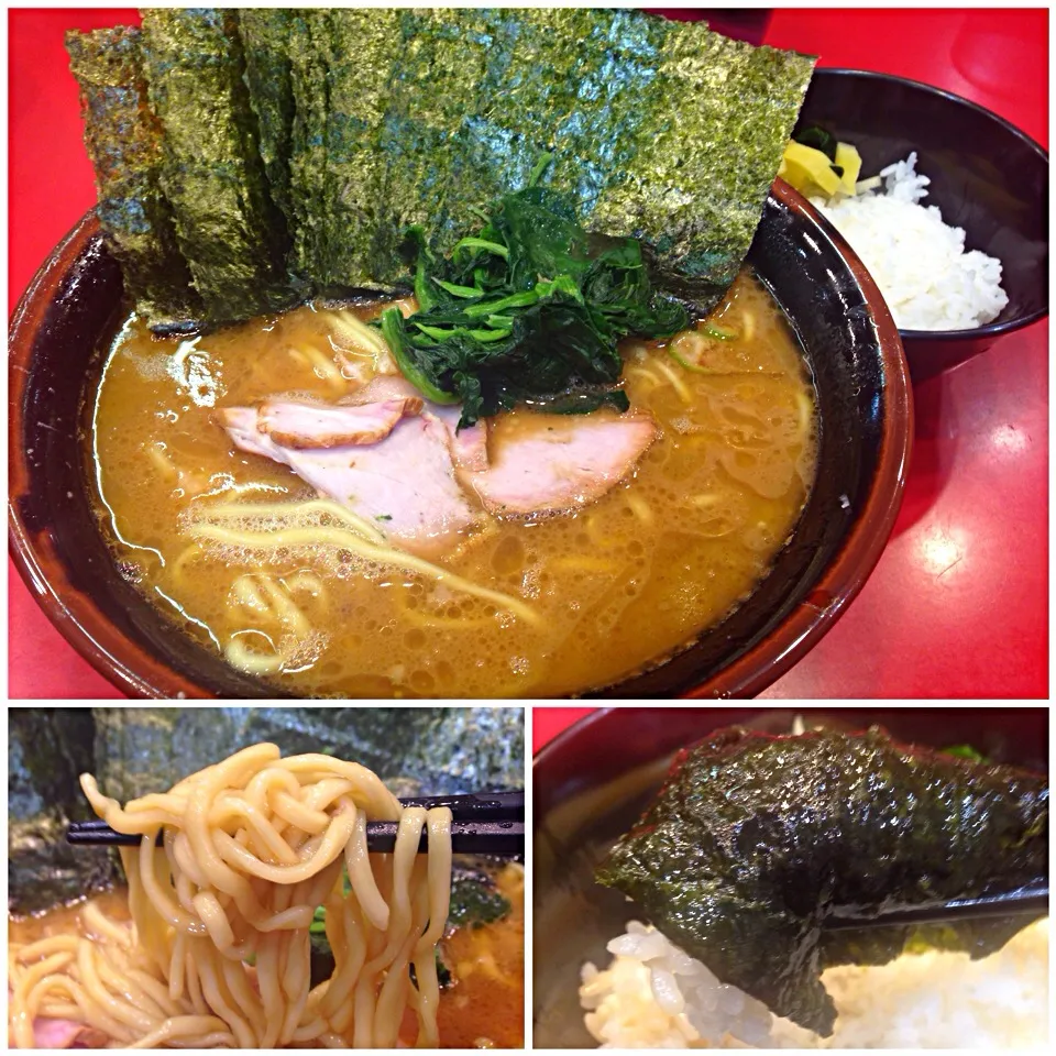 ラーメン(中盛)＋海苔増し＋ライス@吉村家(横浜)|塩豚骨さん