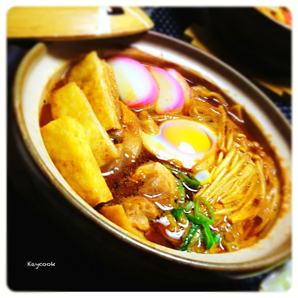 寒い〜(＞人＜;)  で、鶏肉入れて鍋焼き味噌きしめんだよ〜(*^^*)|Asahimaruさん