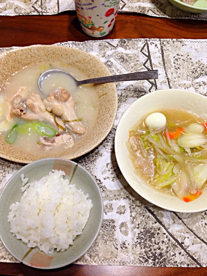 なんちゃって参鶏湯、八宝菜|ぽめきちさん