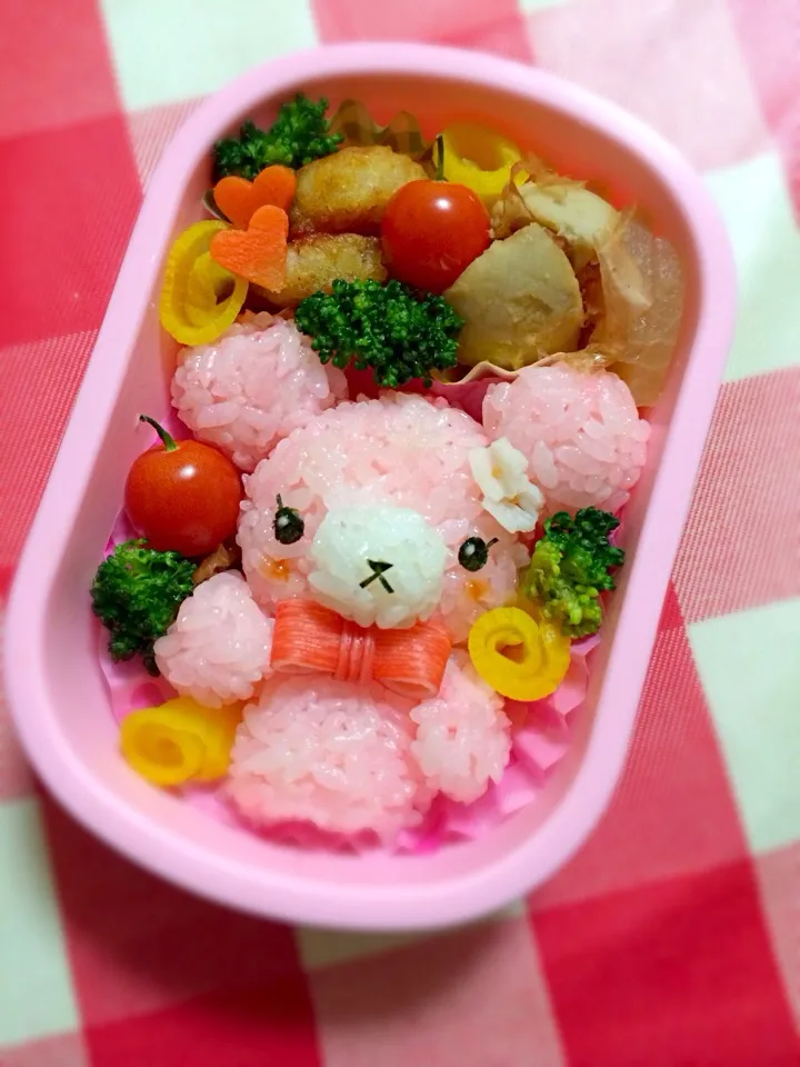 ピンクのぬいぐるみクマちゃん弁当|hanakoさん