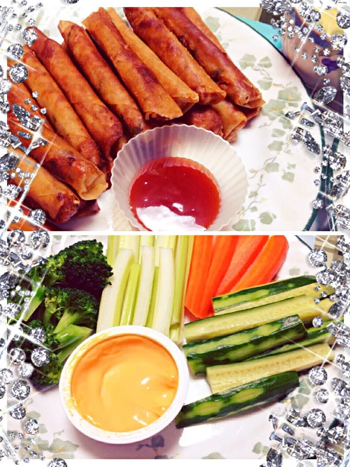 Tuna Roll & Veggies stick w/ cheese dip|jack tadeoさん