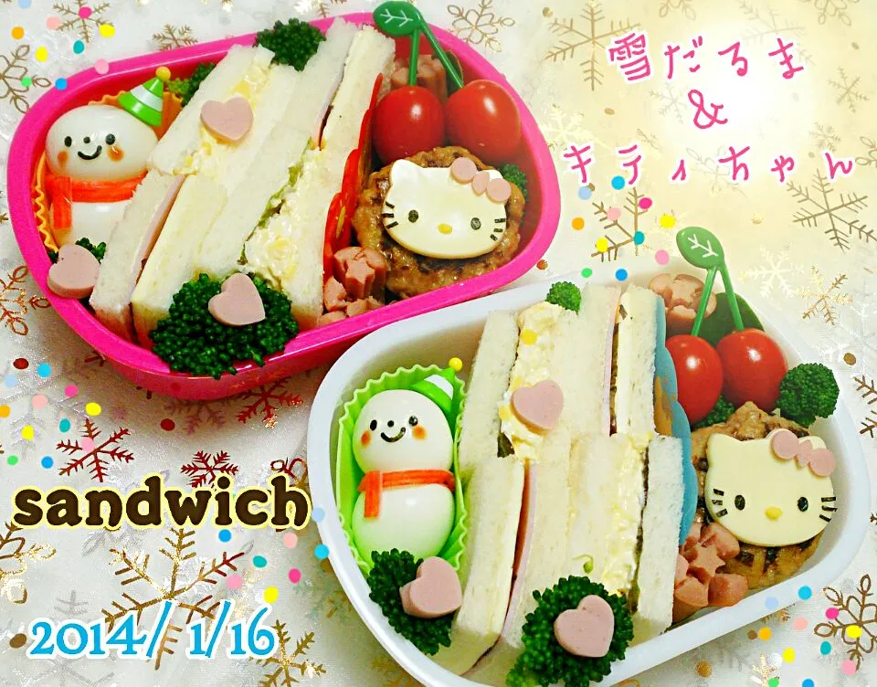 ⛄雪だるま＆キティちゃんお弁当⛄|ﾃｨｯｷｰ＆ﾐｭﾌｨさん