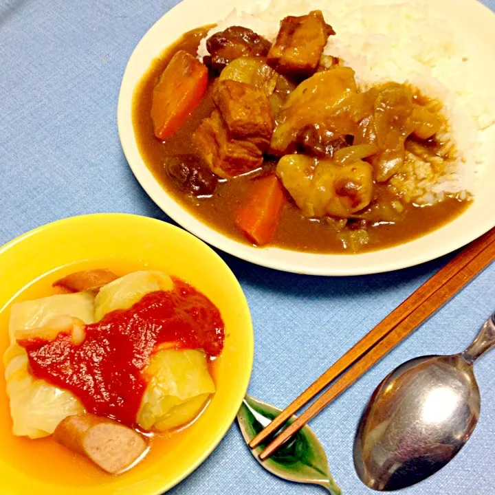 Snapdishの料理写真:カレーとロールキャベツ|emilieさん