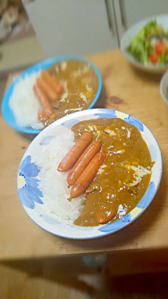 Snapdishの料理写真:肉野菜カレー
トッピングチーズウインナー|ちゃんりいさん