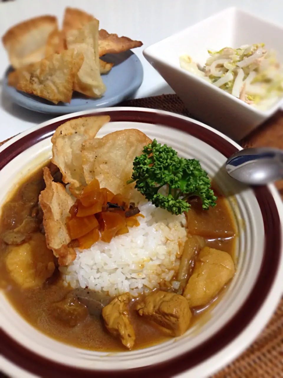 旦那サン晩ゴハン けんちんカレーライス 刺さってるのはシュウマイの皮です。コメ間違えました💦|nonさん