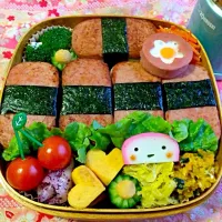 Snapdishの料理写真:今日の息子のお弁当2014/01/17本日おむすびの日🍙